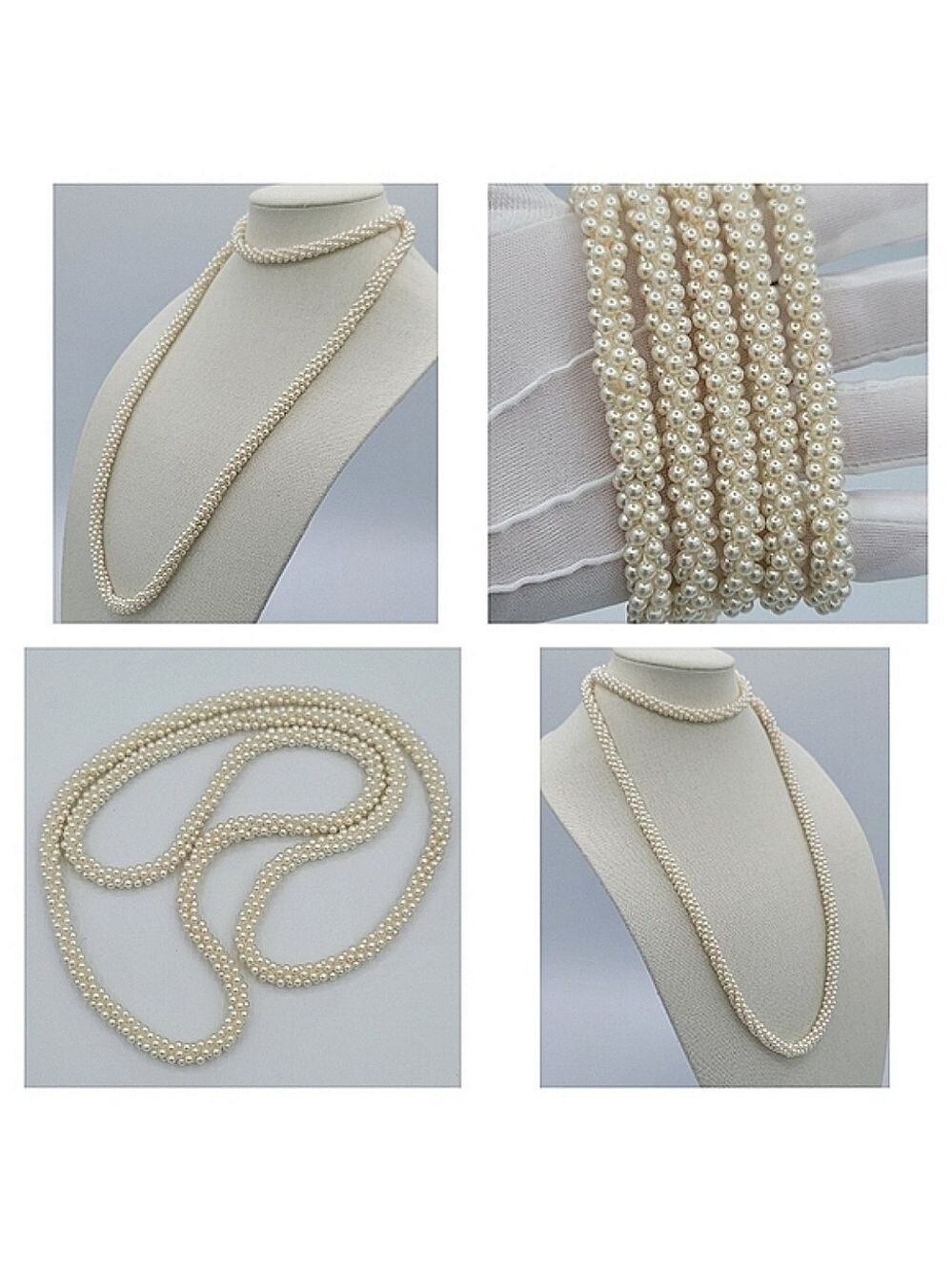 Vintage Faux Pearl Rope Necklace #583